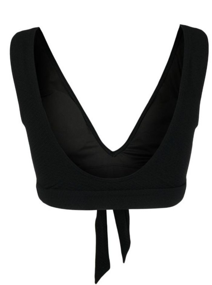Duskii Ribbed Vee Top | Black