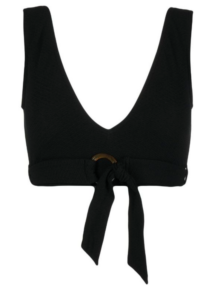 duskii Ribbed Vee Top | Black