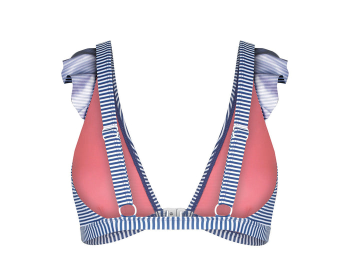 Duskii Spritz Frill Bikini Top | Blueberry Stripe
