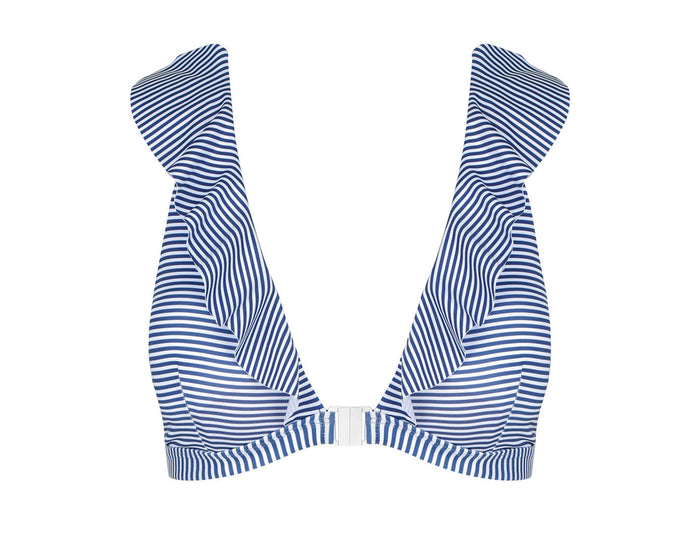 duskii Spritz Frill Bikini Top | Blueberry Stripe