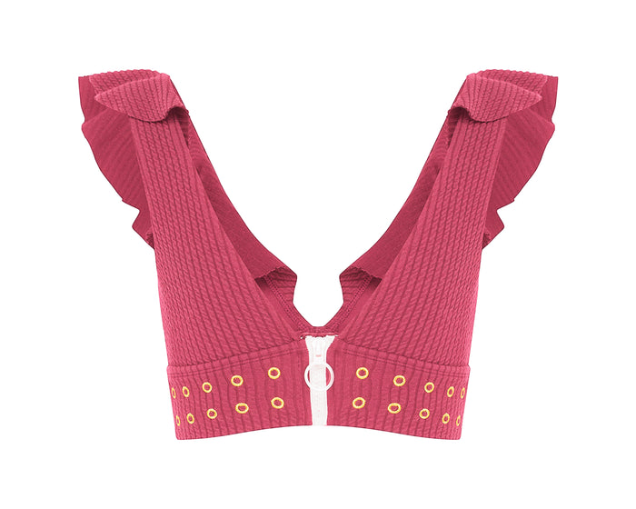 Duskii Sunrise Frill Bikini Top | Raspberry