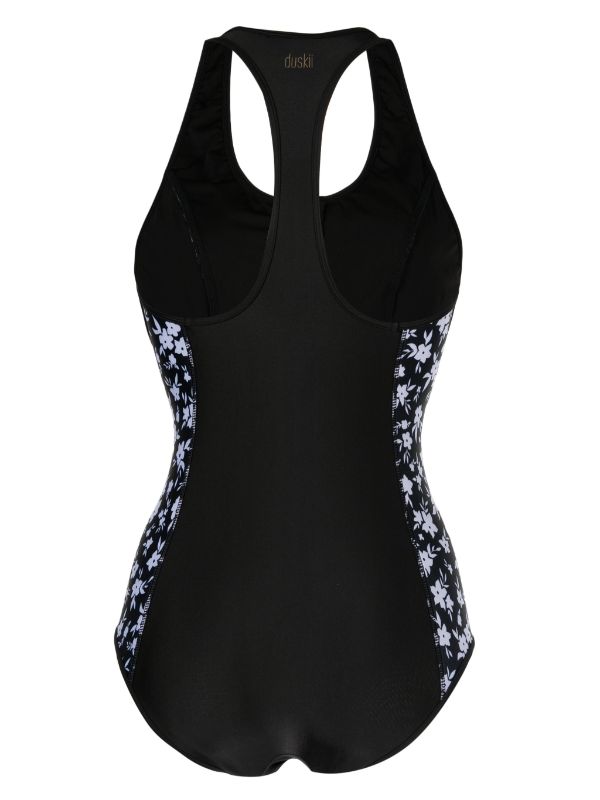 Duskii T-Back Scoop One Piece | Black & Floral
