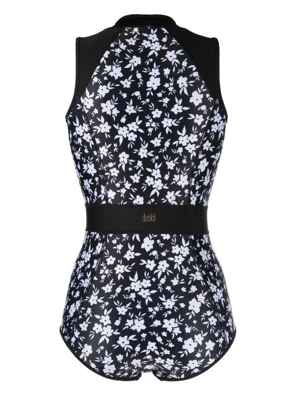 Duskii Tank Suit | Black & White Floral