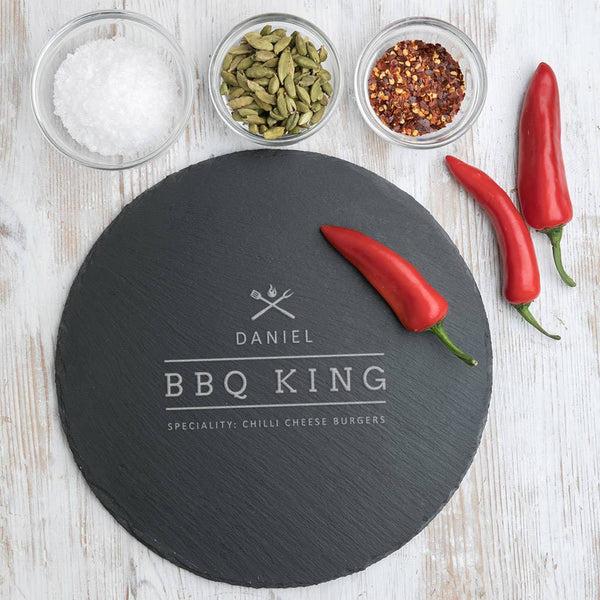 dust and things 'Bbq King' Large Round Slate Serving Board