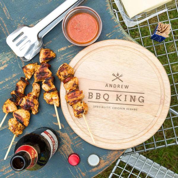 dust and things Circular Wooden 'Bbq King' Mens Chopping Board