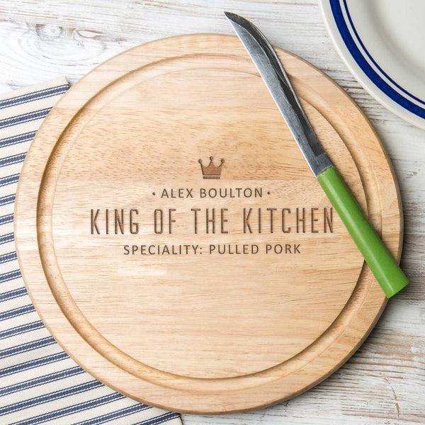 dust and things Culinary Kings Personalised Mens Wooden Chopping Board