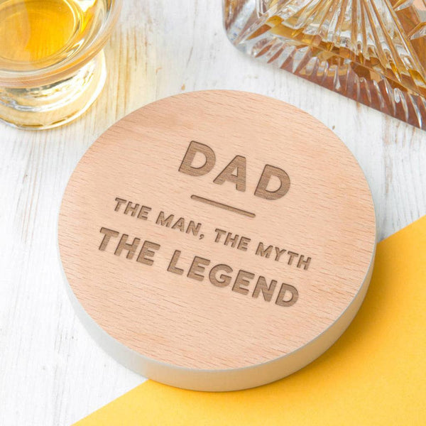 dust and things Dad 'The Legend' Coloured Edge Coaster Birthday Gift