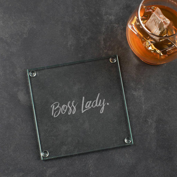 dust and things Boss Lady Engraved Glass Coaster