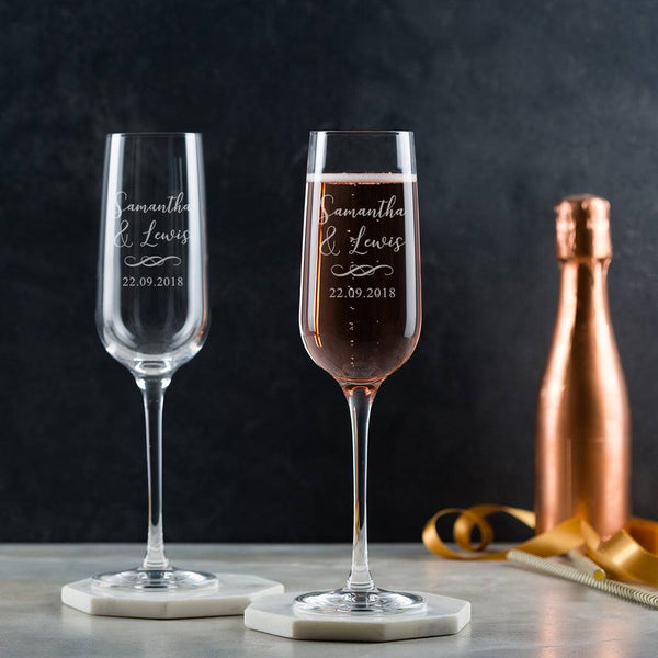 Dust And Things Personalised Champagne Flutes Pair
