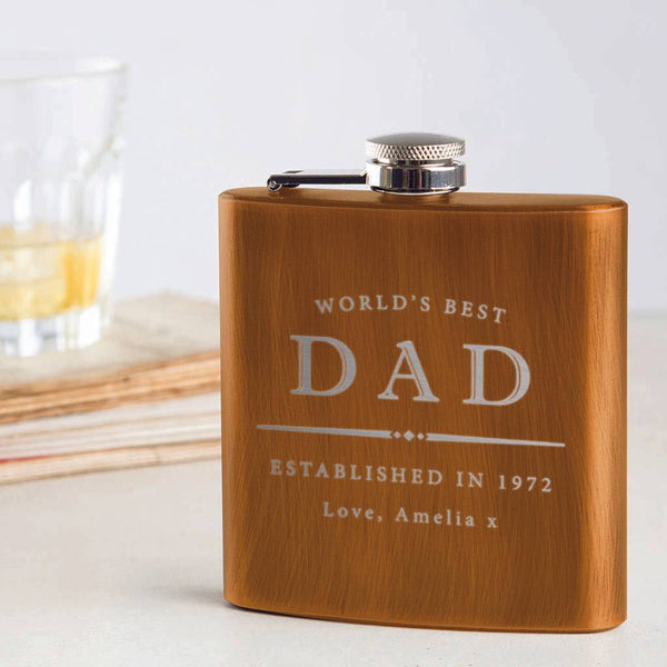 dust and things Personalised Hip Flask For Dad