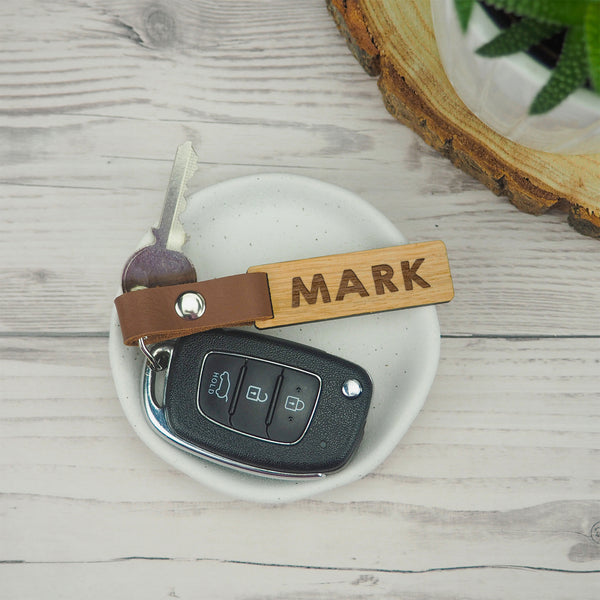 dust and things Personalised Name Wooden Keyring