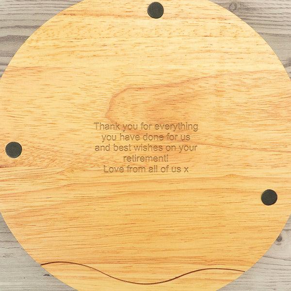 Dust And Things 'Eat Drink And Be Retired' Engraved Cheese Board Set