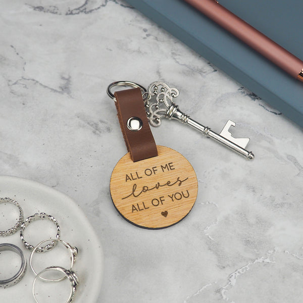 dust and things Engraved "All Of Me Loves All Of You" Wooden Key Ring