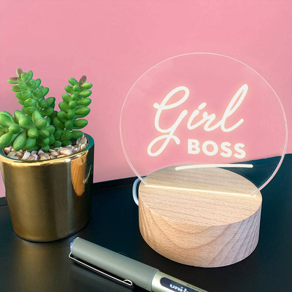 dust and things Engraved 'Boss Girl' Motivational Mini Desk Lamp