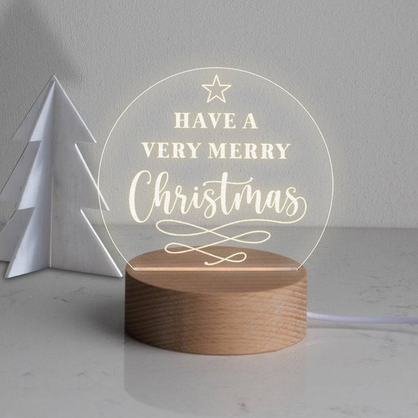 dust and things Engraved Have a Very Merry Christmas Mini Desk Lamp