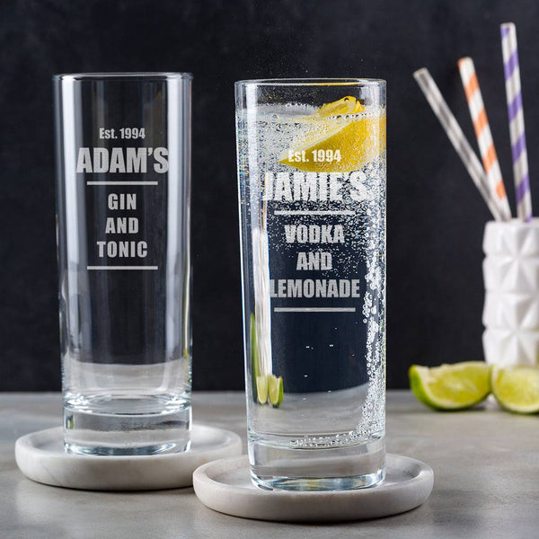 dust and things Engraved Highball Glass - Personalised Gin Glass