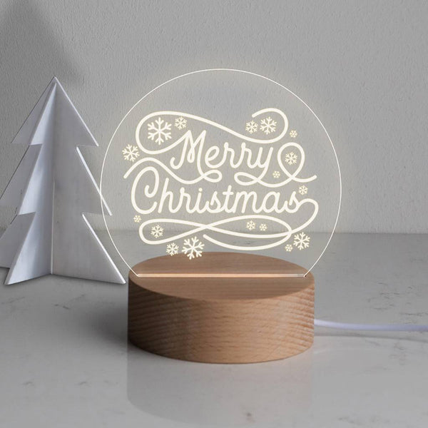dust and things Engraved Merry Christmas Mini Desk Lamp