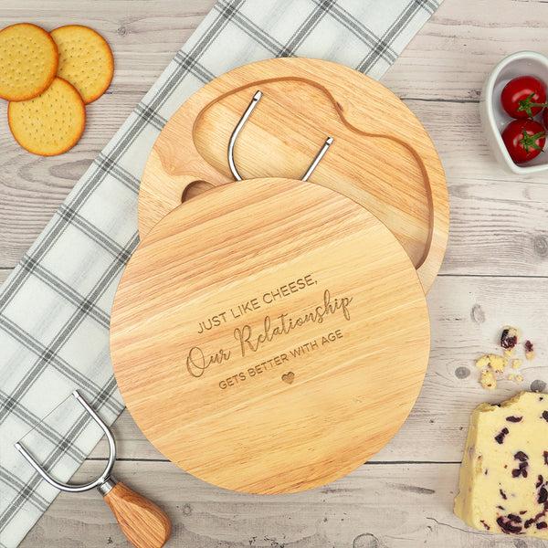 dust and things Engraved 'Our Relationship Gets Better With Age' Cheese Board Set for Her