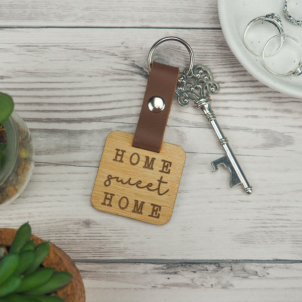 Dust And Things Engraved Wooden 'Home Sweet Home' Key Ring