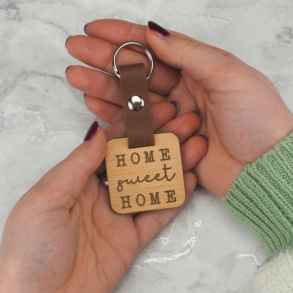 Dust And Things Engraved Wooden 'Home Sweet Home' Key Ring