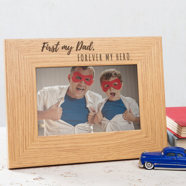 dust and things 'First My Dad Forever My Hero' Quote Frame