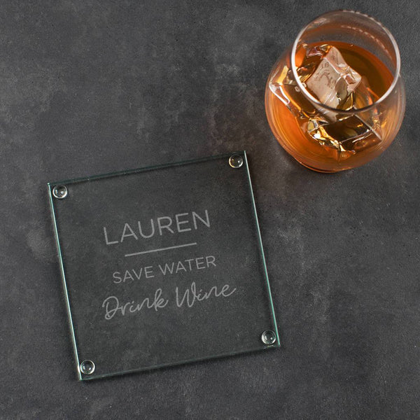 dust and things Funny Personalised Coaster 'Save Water Drink Beer'