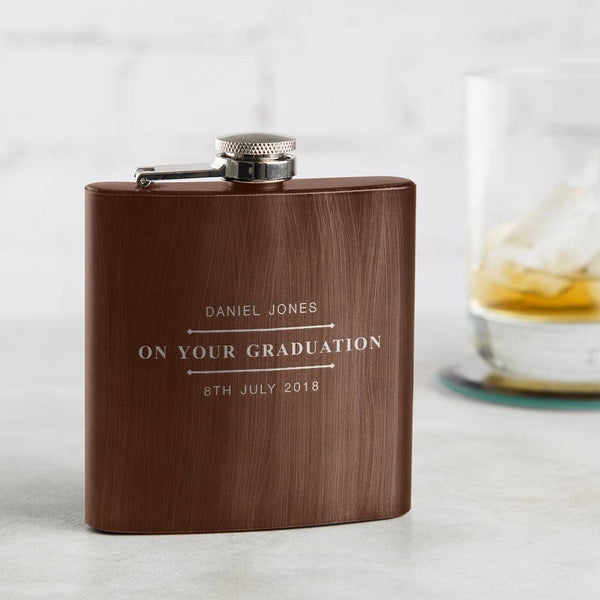 dust and things Graduation Hip Flask With Personalisation