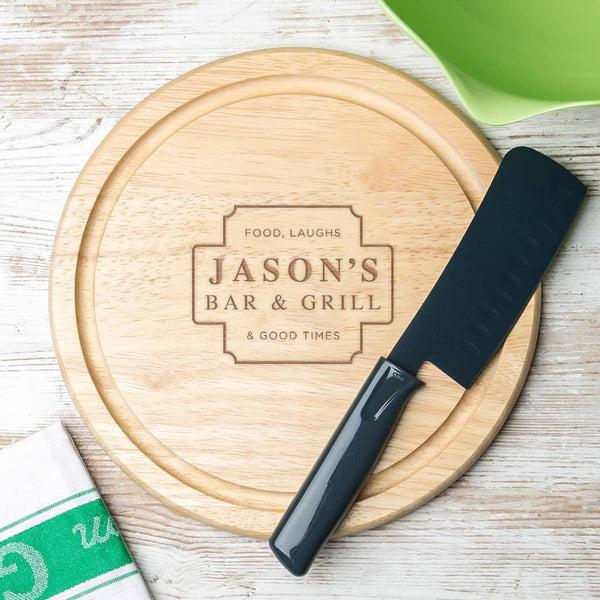 dust and things His Personalised Wood Round Kitchen Board