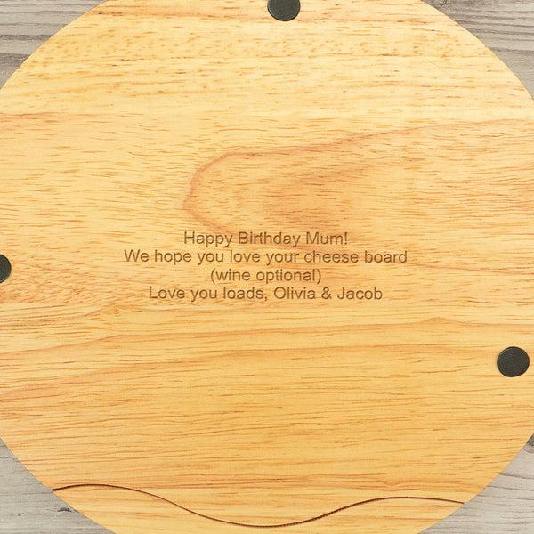 Dust And Things Home Is Where Mum Is Cheese Board Set - Engraved Wooden Cheese Board And Tool Set