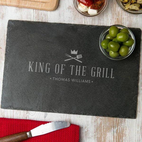dust and things 'King Of The Grill' Slate Serving Board Personalised