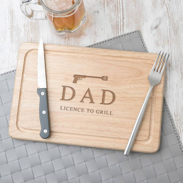 Dust And Things 'Licence To Grill' Personalised Chopping Board