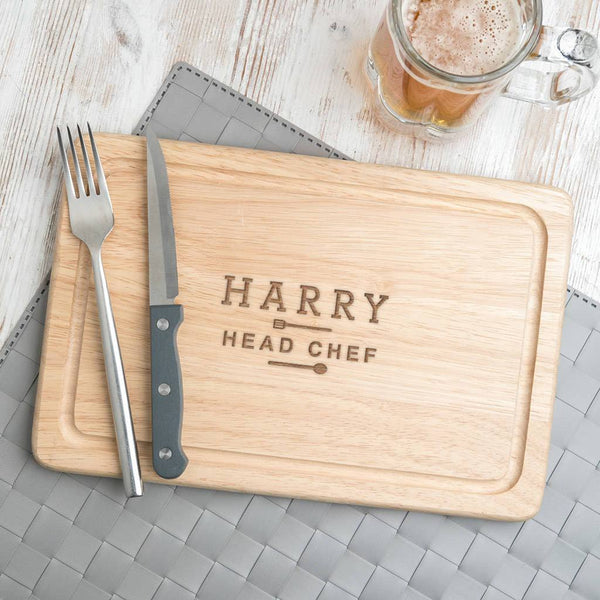 dust and things Mens 'Head Chef' Personalised Chopping Board
