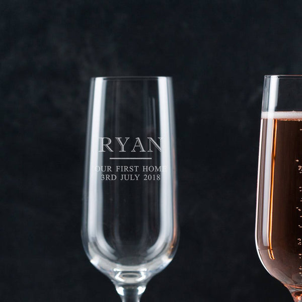 Dust And Things Pair Of Personalised Champagne Flutes - Engraved Housewarming Gift