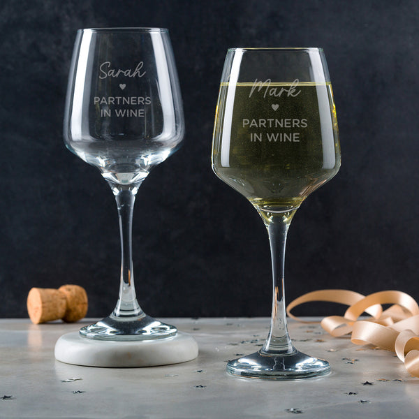 Dust And Things Partners In Wine Pair Of Wineglasses - Valentine's Day Gift For Her