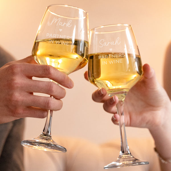 Dust And Things Partners In Wine Pair Of Wineglasses - Valentine's Day Gift For Her