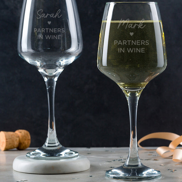 dust and things Partners In Wine Pair of Wineglasses - Valentine's Day Gift For Her