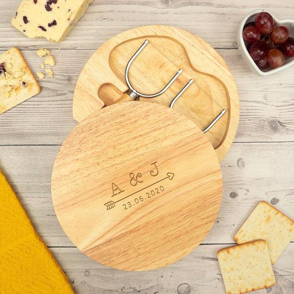 dust and things Personalised Anniversary Cheese Board for Him or Her