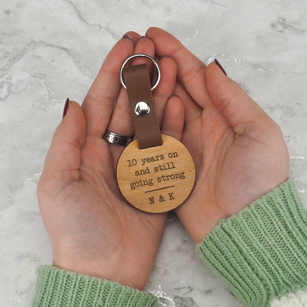 Dust And Things Personalised Anniversary Wooden Keyring