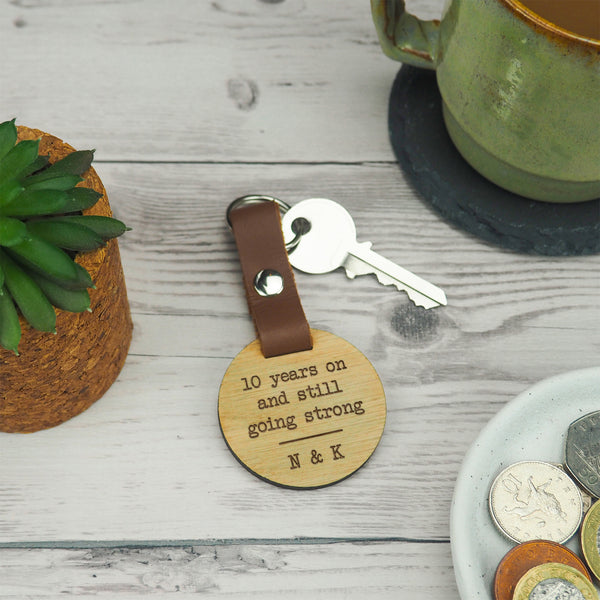 Dust And Things Personalised Anniversary Wooden Keyring