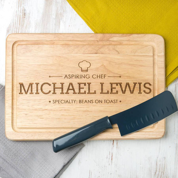 dust and things Personalised 'Aspiring Chef' Chopping Board