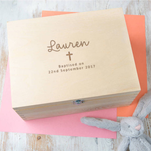 dust and things Personalised Baptism Gift Girl Keepsake Box