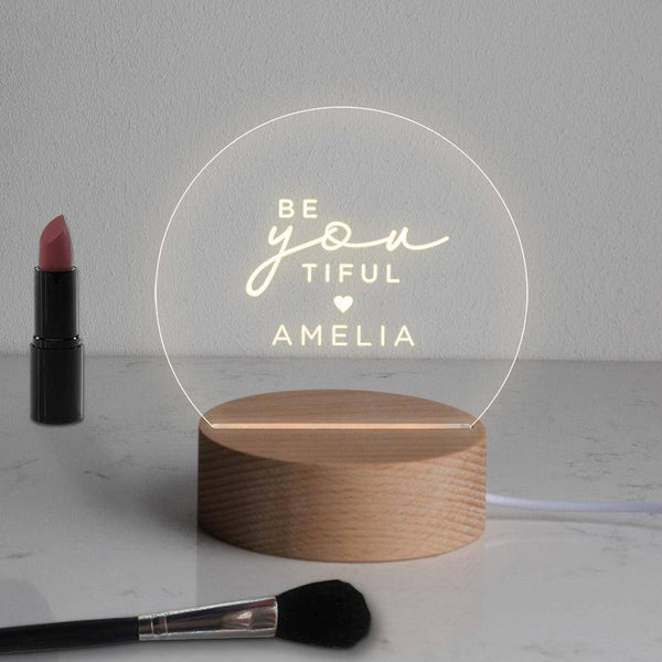 dust and things Personalised "be-you-tiful" Mini LED Desk Lamp