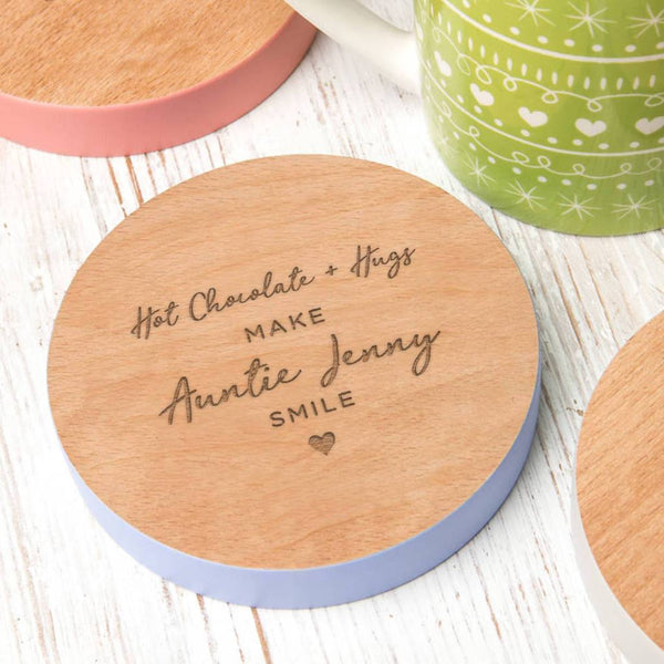 Dust And Things Personalised 'Biscuits And Tea' Colour Edge Coaster