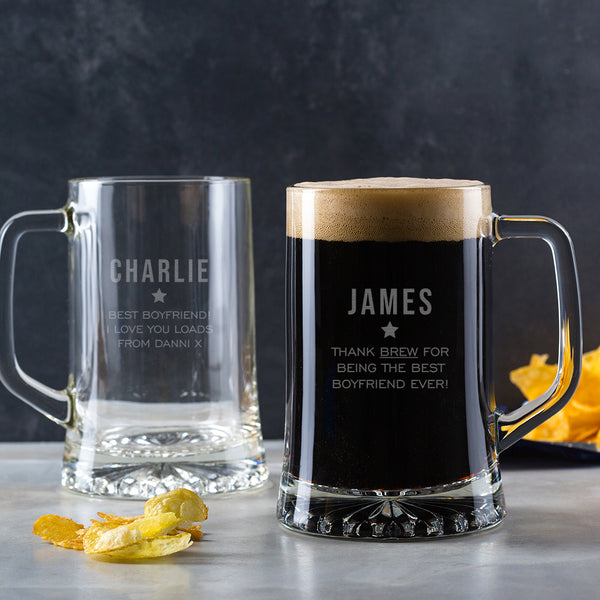 Dust And Things Personalised Boyfriend Beer Tankard - Anniversary Gifts For Him