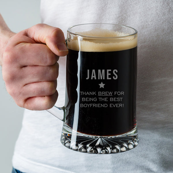 dust and things Personalised Boyfriend Beer Tankard - Anniversary Gifts For Him