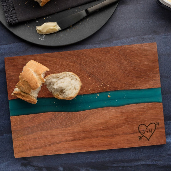 dust and things Personalised Carved Heart River Board - Valentine's Day gift for Her