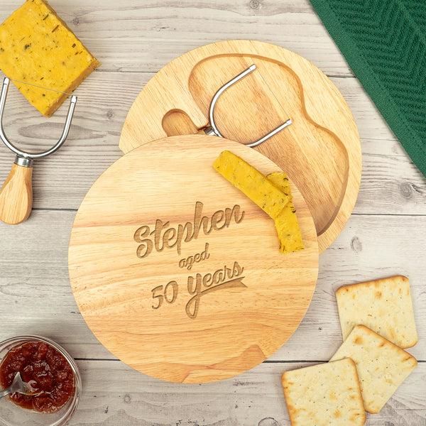 dust and things Personalised Cheese Board Set for Men - Milestone Birthday Gift for Cheese Lover