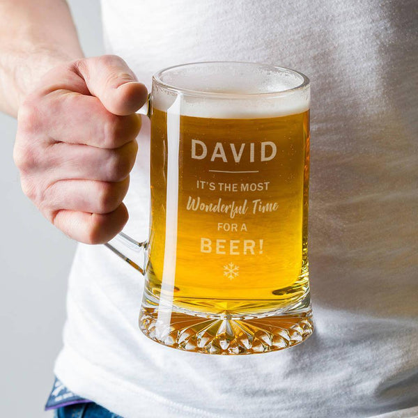 dust and things Personalised Christmas Pint Glass For Him