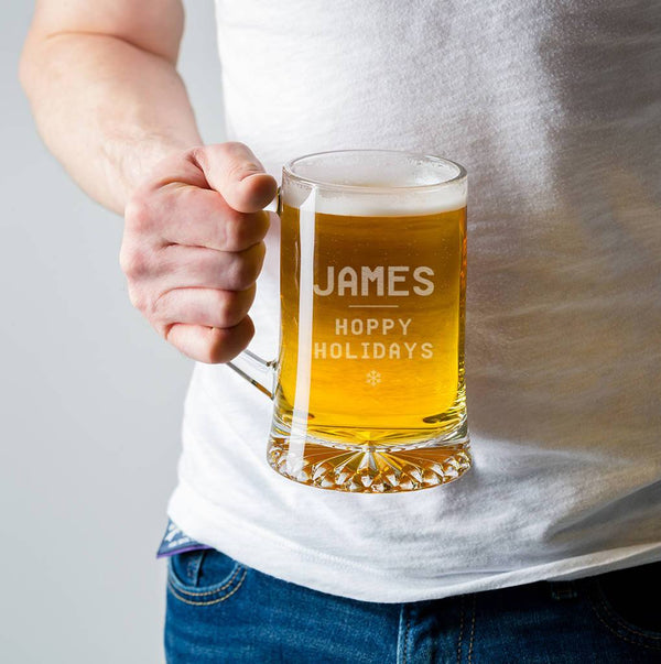 Dust And Things Personalised Christmas Pint Glass Tankard For Him