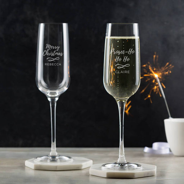 dust and things Personalised Christmas Prosecco Glass For Her